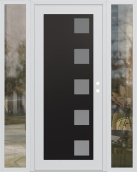 Diamond C5 64" x 80" white/white frosted Glass Panel black LHI with 2 Sidelites clear Glass