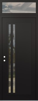 Diamond C6 36" x 96" black/black clear Glass Panel black RHI with Transom clear Glass