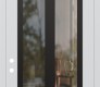 Modern Steel Front Door Diamond C14 36" x 96" white/white clear Glass Panel black RHI with Transom clear Glass