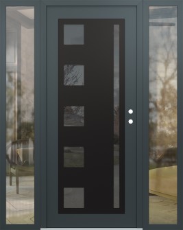 Diamond C3 60" x 80" anthracite/anthracite mirrored Glass Panel black LHI with 2 Sidelites clear Glass