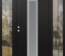 Modern Steel Front Door DIAMOND A1 68" X 80" BLACK/WHITE FROSTED GLASS PANEL STAINLESS STEEL RHI WITH 2 SIDELITES CLEAR GLASS