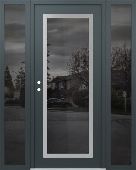 Diamond C1 68" x 80" anthracite/anthracite mirrored Glass Panel stainless steel RHI with 2 Sidelites mirrored Glass