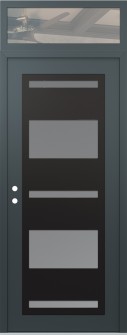 Diamond C10 36" x 96" anthracite/anthracite frosted Glass Panel black RHI with Transom clear Glass