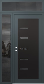 Diamond C8 50" x 96" anthracite/anthracite mirrored Glass Panel black RHI with Sidelite and Transom mirrored Glass