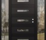 Modern Steel Front Door Diamond D9 68" x 80" black/black clear Glass Panel black LHI with 2 Sidelites clear Glass