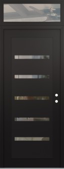 Diamond C7 36" x 96" black/black clear Glass Panel black LHI with Transom clear Glass