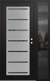 Diamond C11 48" x 80" black/black mirrored Glass Panel stainless steel LHI with Sidelite mirrored Glass