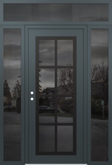Diamond C16 64" x 96" anthracite/anthracite mirrored Glass Panel black RHI with 2 Sidelites and Transom mirrored Glass