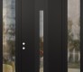 Modern Steel Front Door DIAMOND A2 64" X 96" BLACK/BLACK CLEAR GLASS PANEL BLACK RHI WITH 2 SIDELITES AND TRANSOM CLEAR GLASS