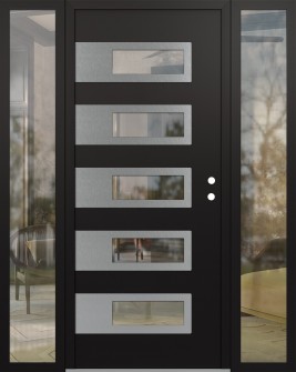 Diamond D3 60" x 80" black/black clear Glass Panel stainless steel LHI with 2 Sidelites clear Glass