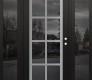 Modern Steel Front Door Diamond C16 60" x 80" black/black mirrored Glass Panel stainless steel LHI with 2 Sidelites mirrored Glass