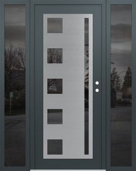 Diamond C3 64" x 80" anthracite/anthracite mirrored Glass Panel stainless steel LHI with 2 Sidelites mirrored Glass