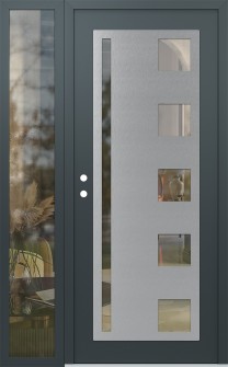 Diamond C3 48" x 80" anthracite/anthracite clear Glass Panel stainless steel RHI with Sidelite clear Glass