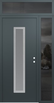 DIAMOND A11 50" X 96" ANTHRACITE/ANTHRACITE FROSTED GLASS PANEL STAINLESS STEEL LHI WITH SIDELITE AND TRANSOM MIRRORED GLASS