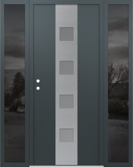 DIAMOND A12 68" X 80" ANTHRACITE/ANTHRACITE FROSTED GLASS PANEL STAINLESS STEEL RHI WITH 2 SIDELITES MIRRORED GLASS