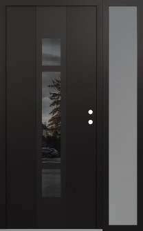 DIAMOND A9 48" X 80" BLACK/BLACK MIRRORED GLASS PANEL BLACK LHI WITH SIDELITE FROSTED GLASS