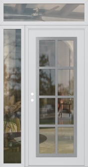 Diamond C16 50" x 96" white/white clear Glass Panel stainless steel RHI with Sidelite and Transom clear Glass