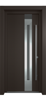 MODERN FRONT STEEL DOOR ZEPHYR BROWN/WHITE 37 7/16" X 81 11/16" LHI + HARDWARE