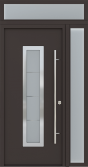 MODERN FRONT STEEL DOOR ARGOS BROWN/WHITE 49 1/4" X 95 11/16" LHI + SIDELITE RIGHT/TRANSOM
