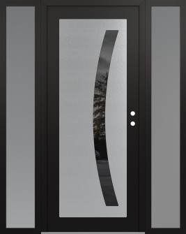 Diamond C4 68" x 80" black/black mirrored Glass Panel stainless steel LHI with 2 Sidelites frosted Glass