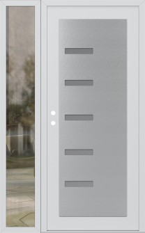 Diamond C8 50" x 80" white/white frosted Glass Panel stainless steel RHI with Sidelite clear Glass