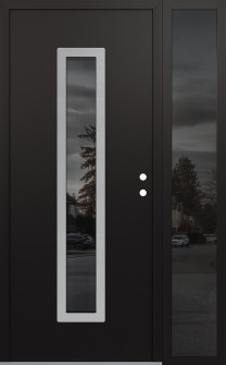 DIAMOND A11 48" X 80" BLACK/BLACK MIRRORED GLASS PANEL STAINLESS STEEL LHI WITH SIDELITE MIRRORED GLASS