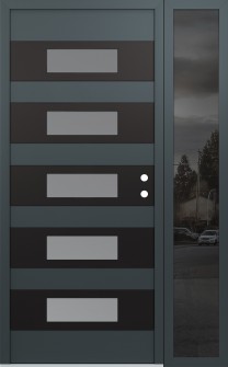 Diamond D5 48" x 80" anthracite/anthracite frosted Glass Panel black LHI with Sidelite mirrored Glass