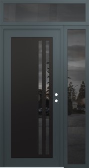 Diamond C6 52" x 96" anthracite/anthracite mirrored Glass Panel black LHI with Sidelite and Transom mirrored Glass