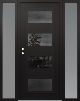 Diamond C2 60" x 80" black/black mirrored Glass Panel black RHI with 2 Sidelites frosted Glass