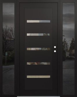 Diamond C7 60" x 80" black/black clear Glass Panel black LHI with 2 Sidelites mirrored Glass