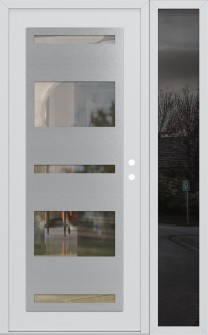 Diamond C10 52" x 80" white/white clear Glass Panel stainless steel LHI with Sidelite mirrored Glass