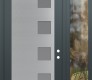 Modern Steel Front Door Diamond C5 50" x 96" anthracite/anthracite frosted Glass Panel stainless steel LHI with Sidelite and Transom clear Glass