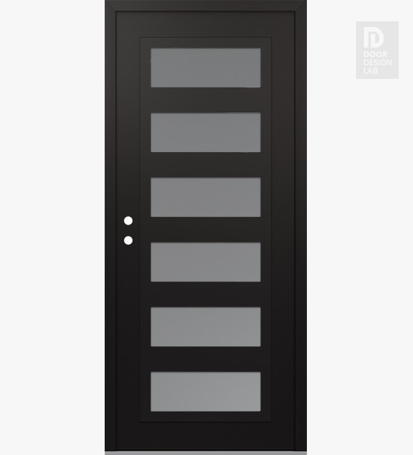 Modern Steel Front Door Diamond C9 36" x 80" black/white frosted Glass Panel black RHI