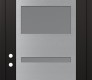 Modern Steel Front Door Diamond C10 36" x 96" black/white frosted Glass Panel stainless steel RHI with Transom clear Glass