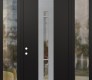 Modern Steel Front Door DIAMOND A3 64" X 96" BLACK/BLACK CLEAR GLASS PANEL STAINLESS STEEL RHI WITH 2 SIDELITES AND TRANSOM CLEAR GLASS