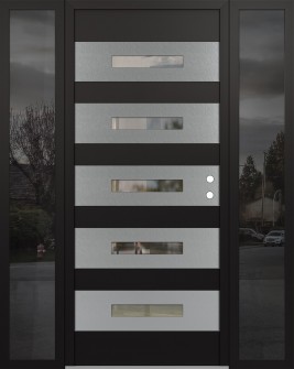 Diamond D9 64" x 80" black/black clear Glass Panel stainless steel LHI with 2 Sidelites mirrored Glass