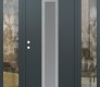 Modern Steel Front Door DIAMOND A1 68" X 80" ANTHRACITE/ANTHRACITE FROSTED GLASS PANEL STAINLESS STEEL RHI WITH 2 SIDELITES CLEAR GLASS