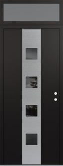 DIAMOND A12 36" X 96" BLACK/BLACK MIRRORED GLASS PANEL STAINLESS STEEL LHI WITH TRANSOM FROSTED GLASS