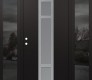 Modern Steel Front Door DIAMOND A9 64" X 80" BLACK/WHITE FROSTED GLASS PANEL STAINLESS STEEL RHI WITH 2 SIDELITES MIRRORED GLASS