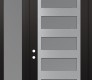 Modern Steel Front Door Diamond C9 50" x 96" black/white frosted Glass Panel stainless steel RHI with Sidelite and Transom frosted Glass