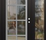 Modern Steel Front Door Diamond C16 48" x 80" black/black clear Glass Panel stainless steel LHI with Sidelite clear Glass