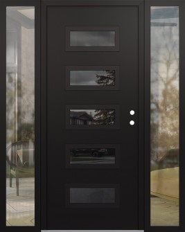 Diamond D1 60" x 80" black/black mirrored Glass Panel black LHI with 2 Sidelites clear Glass