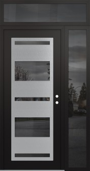 Diamond C10 52" x 96" black/black mirrored Glass Panel stainless steel LHI with Sidelite and Transom mirrored Glass