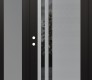 Modern Steel Front Door Diamond C6 50" x 80" black/black mirrored Glass Panel stainless steel RHI with Sidelite frosted Glass