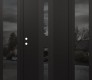 Modern Steel Front Door DIAMOND A6 64" X 80" BLACK/BLACK MIRRORED GLASS PANEL BLACK RHI WITH 2 SIDELITES MIRRORED GLASS