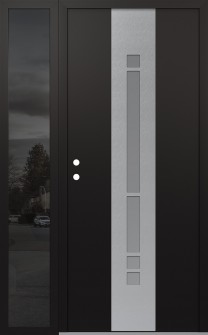 DIAMOND A3 48" X 80" BLACK/WHITE FROSTED GLASS PANEL STAINLESS STEEL RHI WITH SIDELITE MIRRORED GLASS