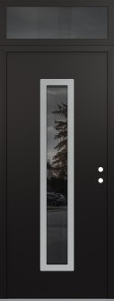 DIAMOND A11 36" X 96" BLACK/BLACK MIRRORED GLASS PANEL STAINLESS STEEL LHI WITH TRANSOM MIRRORED GLASS