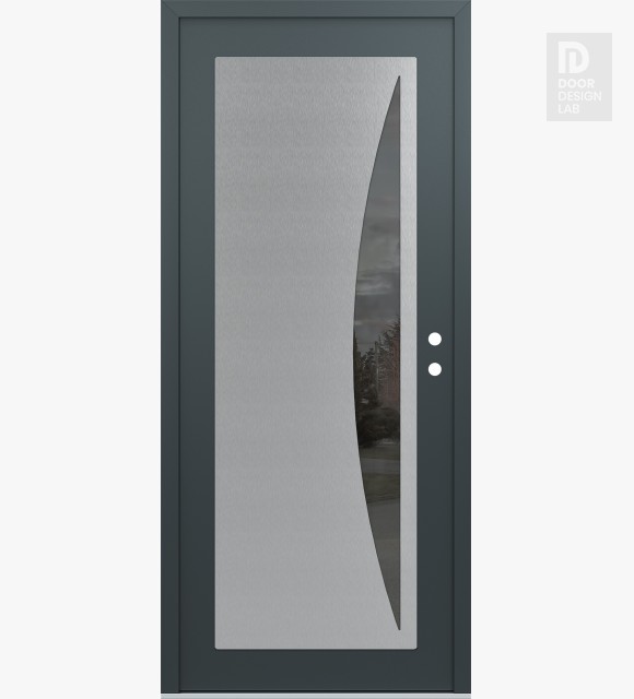 Modern Steel Front Door Diamond C13 36" x 80" anthracite/anthracite mirrored Glass Panel stainless steel LHI