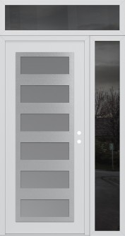 Diamond C9 50" x 96" white/white frosted Glass Panel stainless steel LHI with Sidelite and Transom mirrored Glass