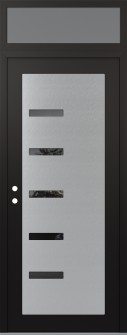 Diamond C8 36" x 96" black/black mirrored Glass Panel stainless steel RHI with Transom frosted Glass